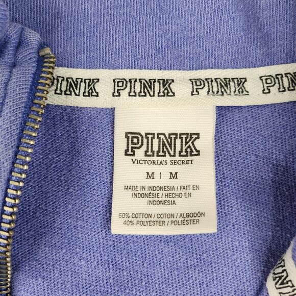 Victorias Secret Pink Sweater Medium Purple Collared Quarter Zip Periwinkle - Picture 16 of 16